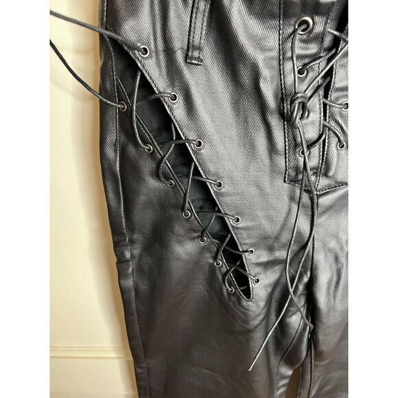 Pretty little things Black thigh lace up straight leg jeans - Picture 7 of 9